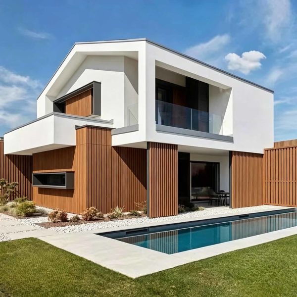 WPC Outdoor Wall Panels 219x26mm Fluted Exterior Cladding Waterproof Weather-Resistant Villa Hotel