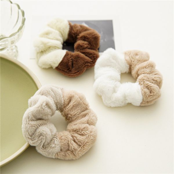 Winter splicing plush fur hair band scrunchies simple imitation rabbit hair large intestine hairband headdress wholesale