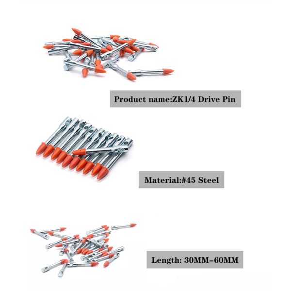 Concrete Fasteners High Speed Eyelet Drive Pins with Actuate Hats and Flat Head Design