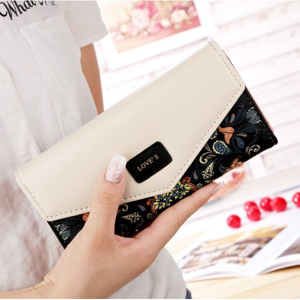 Floral new Korean Lingge hit color envelope clutch bag lady purse woman buckle