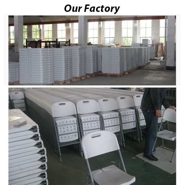Foldable Plastic Chair and Metal Table Set for Outdoor Party Events Space-saving