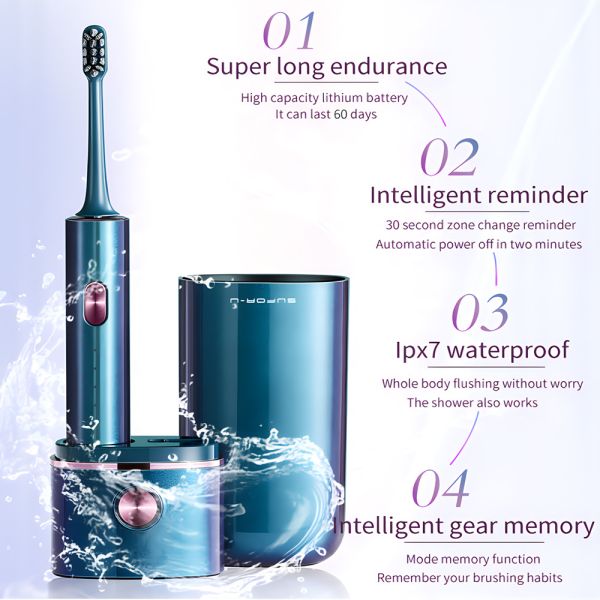 Cuidado oral esterilizado con UV de calidad Cepilla dental eléctrica recargable Q13 con taza de viaje