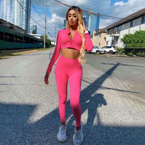 Loose Fit Women's Tracksuit Long Sleeve Gym Set for Fitness Training Midi Length Sport Outfit