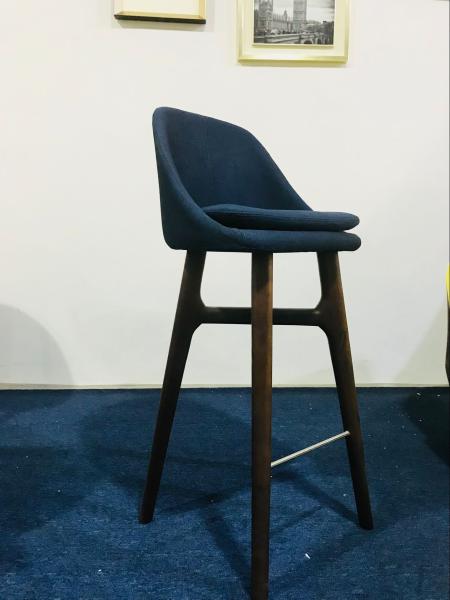 Low Back Replica Solid Wood Leg Solo Bar Stool , SGS Upholstered Bar Stool Chairs