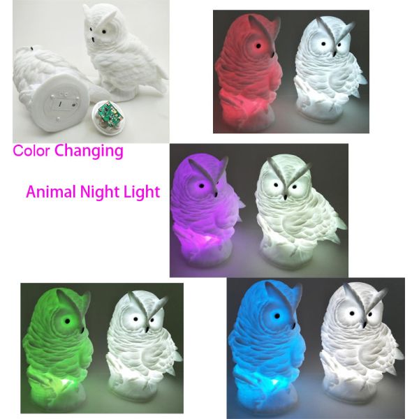Colors Changing Owl Animal LED Night Light / Led Light Up Toys