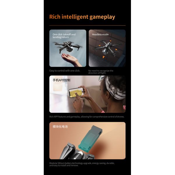 Optical Flow Drone With Triple 4k Camera Wifi Fpv Camera Stabilizer for Beginners Obstacle Avoidance RC Quadcopter 2.4G