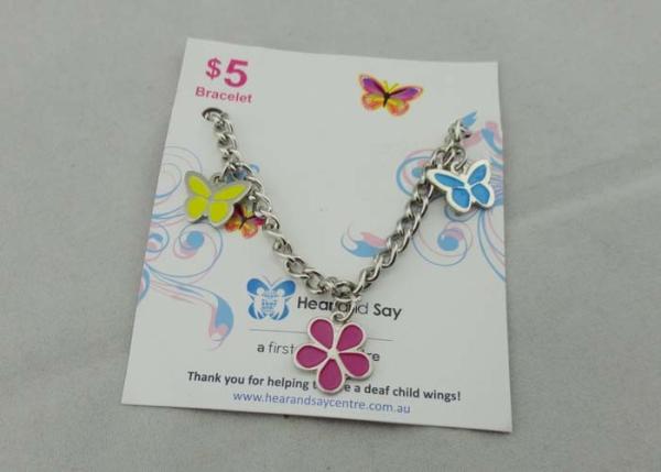 Promotional Butterfly Bracelet Key Chain , Iron Stamped with Soft Enamel