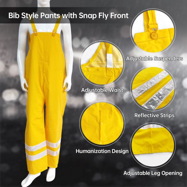 PVC poliéster con capucha abrigos de lluvia ropa de trabajo de dos piezas unisex Hi Vis abrigos de lluvia