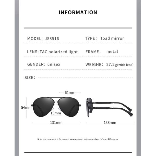 Metal de la memoria de Sunglasses Super Elastic del aviador del metal de las mujeres de los hombres