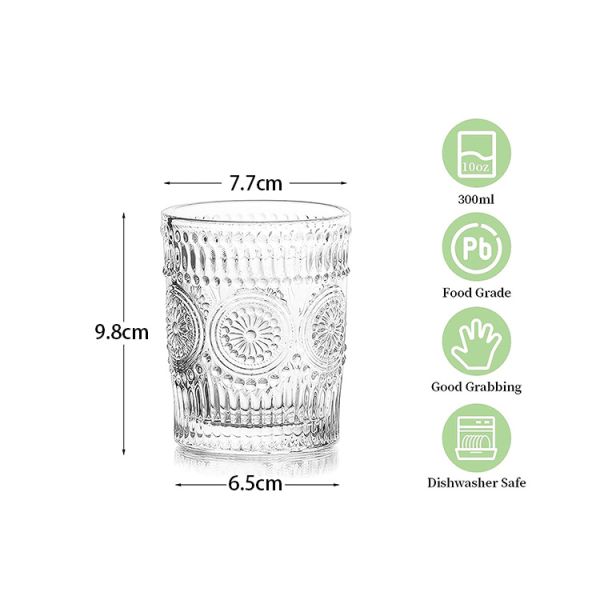 Солнцезащитный рельефный старинный стеклянный бокал с ребрами
