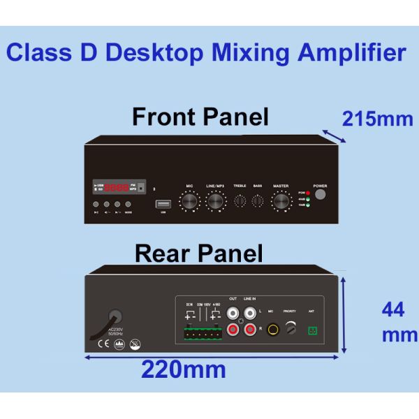 Bluetooth MP3 FM 240W Desktop Amplifier 1.5U Class D Mixing Amplifier OEM ODM 