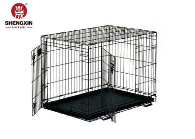 Metal Wire Double Door Folding Pet Cage For Large Dog