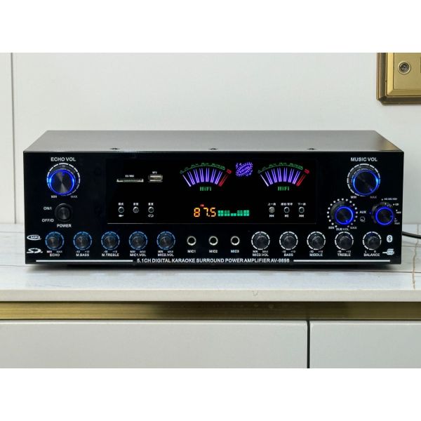 AV-9898 Cannon Home Audio Receiver Home Amplifier 5.1 CH 500W*2+200W Surround+300W Subwoofer Durable Metal Independent Passive