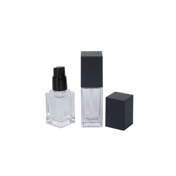 20ml / 30ml Square Shape Glass Foundation Bottle Cosmetic Beauty Packaging UKE04