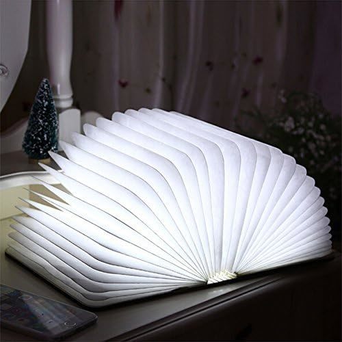 White Wooden Folding LED Ceiling Paper Lamp Small Book Light 5V