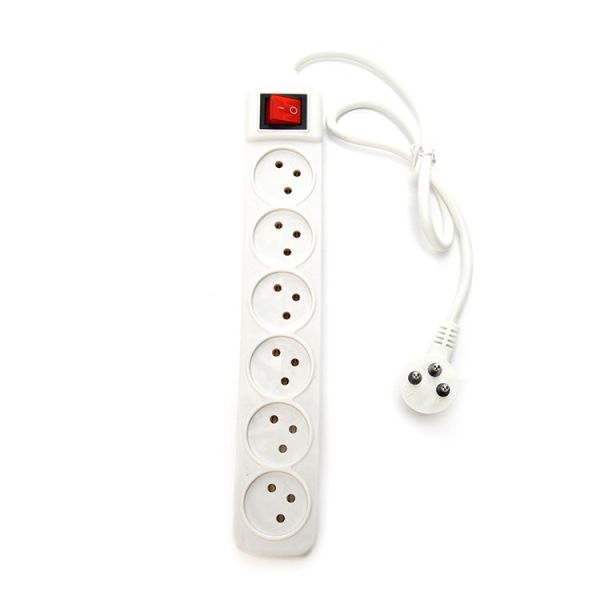 Customized Yes 5 Ways Power Strip Connected with Extension Cord Israel Industrial Surge Protector White