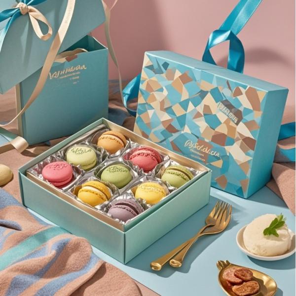 Luxury customized logo food grade macaron paper packaging box macaron cookie storage box macaron gift box