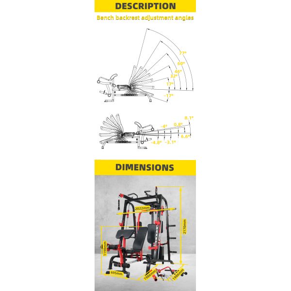 Multi Functional Smith Machine Best Fitness Equipment for Home Gym Cable Crossover