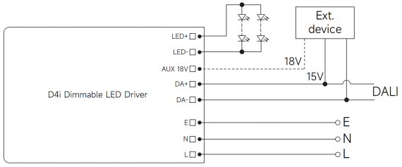 45W 500mA to 1100mA D4i dimmable led controller with 5-year warranty period