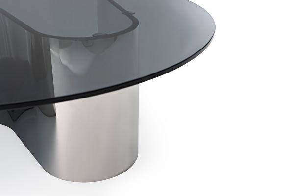 Modern Coffee Table Stainless Steel Frame With Round Tempered Glass Tabletop Living Room Furniture