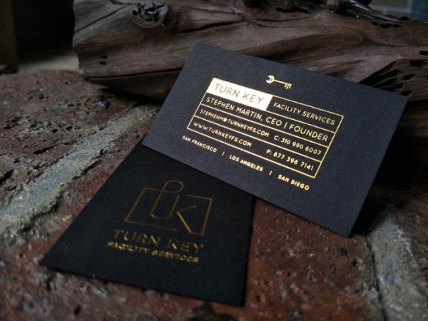 Yellow And  Black Foil Stamped Business Cards 90*54mm Glossy Surface