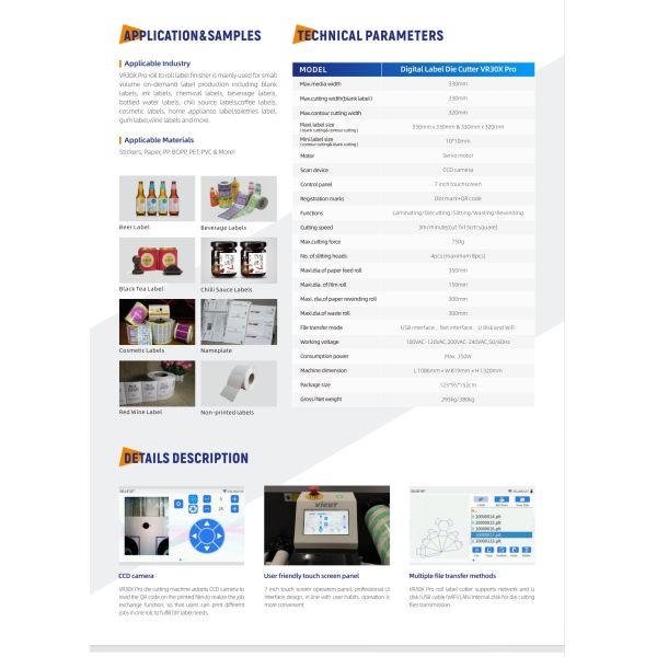 Digital Label Die Cutting Machine Roll Label Finisher  VR30XPro