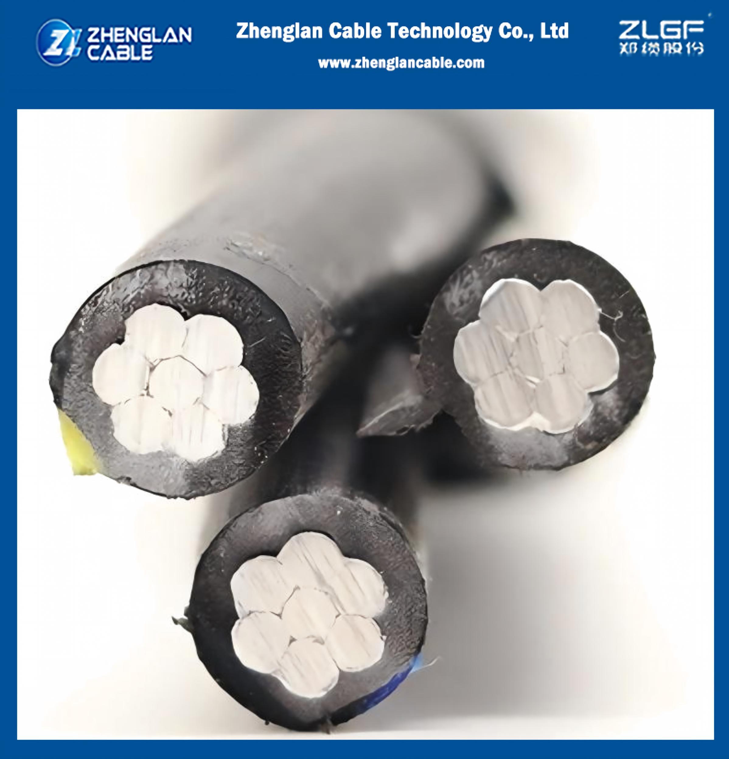 0.6/1kV All Insulated Triplex ABC Cable 2×1/0AWG+1/0AWG | AAC/XLPE + AAAC/XLPE Self-Supporting Aerial Cable