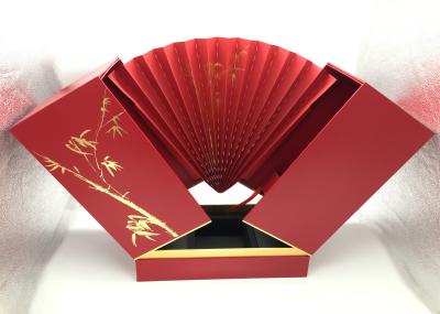 Fan Shaped Open PU Leather Box / Magnetic 3 Wine Bottles Red Paper Cardboard Box