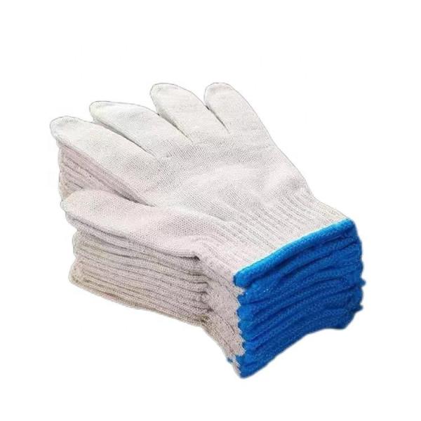 Customized 20-60g Washable Hard-Wearing Deep White Cotton Hand Safety Knitted Work Gloves