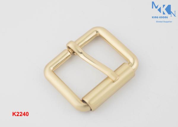 Hand Polished Roller Metal Belt Buckle Light Gold Color Plating Component For Bag