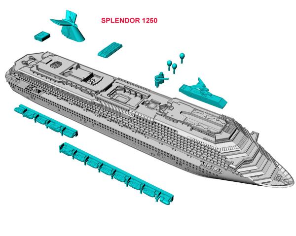 Scale 1:1200 Handmade Cruise Ship Business Model , Carnival Splendor Cruise Ship Model