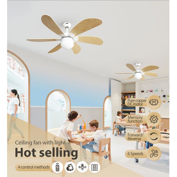 1stshine Decorative MDF Blades Electric DC Motor Ceiling Fan com controle remoto