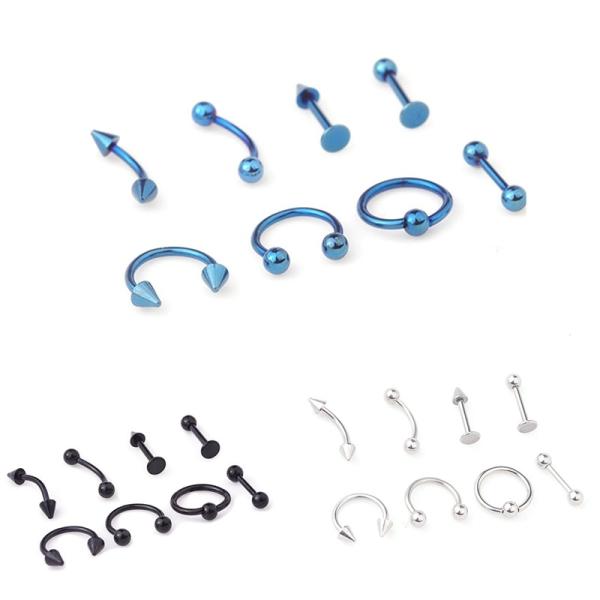 16G Titanium Anodized Stainless Steel Body Jewelry Helix Piercing Ear Eyebrow Nose Lip Captive Rings Freeshipping