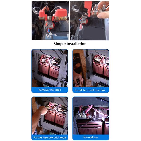Ignition Protected Marine Rated Battery Terminal Fuse 58VDC Maximum IP66 Waterproof 30A-300A Loads