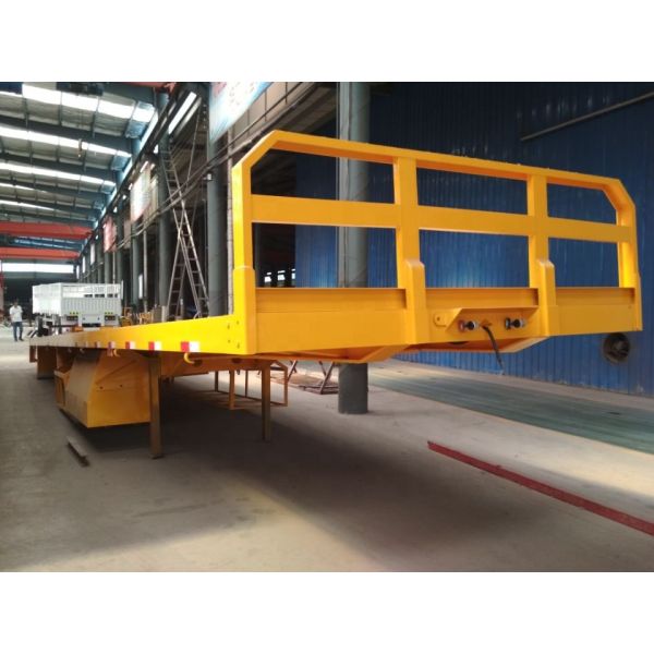 Трехосный 40-футовый 40-тонный контейнерный полуплоский трейлер с контейнерным замком и FUWA-осью