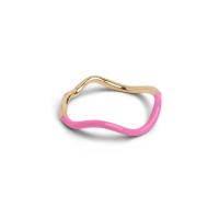 925 Sterling Silver 18k Gold Pink Enamel Band Rings Pour Les Femmes Les Filles