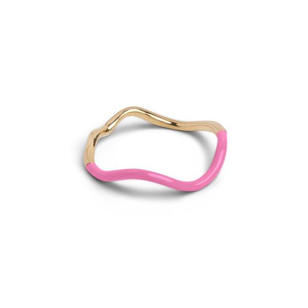 925 Sterling Silver 18k Gold Pink Enamel Band Rings Para Mulheres Meninas