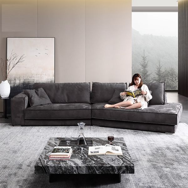 Modern Indoor Designer Italian Sofa Sets Large Fabric 2-Piece Corner Sectional Couches Convertible Furniture for Living Room