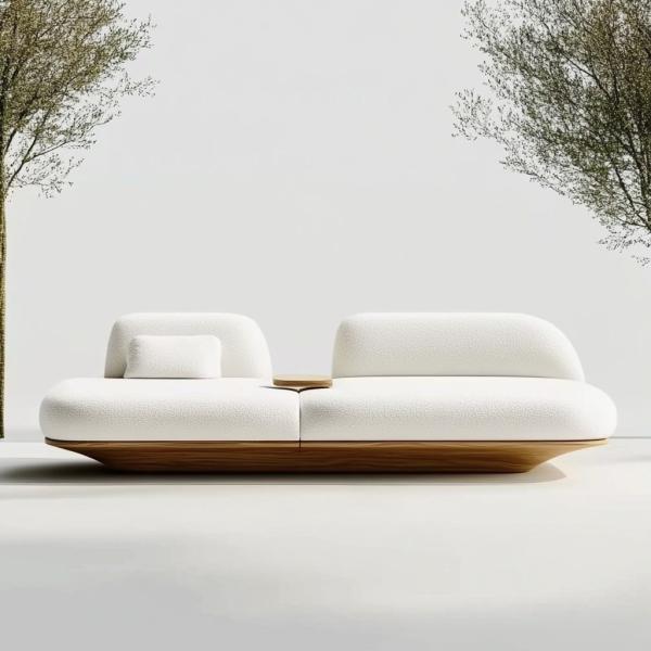 Modern Design Walnut Wood Base 2 Reclining Luxury Curved Modular Sofa For Hotel Bedroom Furniture And Interior Design