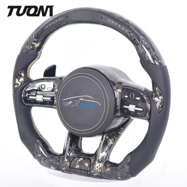 Custom Led Gold Foil Pattern Mercedes Benz Steering Wheel Forged Carbon Fiber
