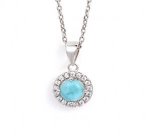 Sunflower Retro Gold Plated 925 Larimar Sterling Silver Pendant Necklace