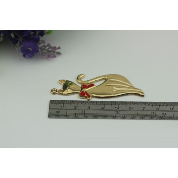 Fashion ladies shoes accessories zinc alloy gold fox pattern metal lable tag with drip glue