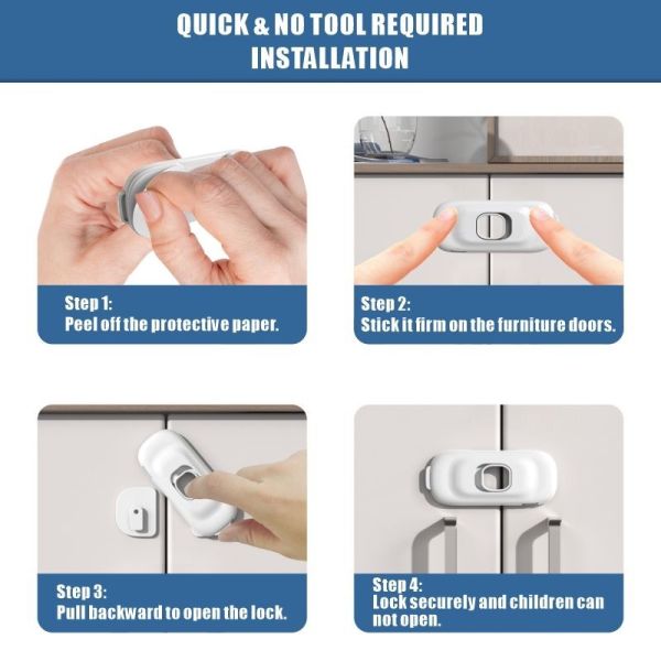Prodigy  Child Safety Locks Baby Safety Cabinet Lock Plastic Sliding Door Lock