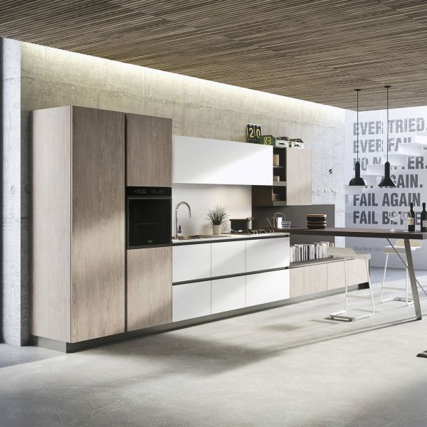 Melamine Finish Kitchen Hanging Cabinet Mix With White And Black Color Handless