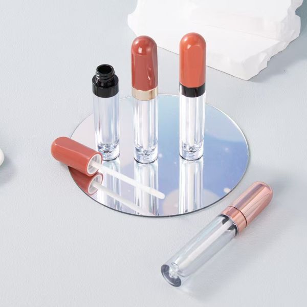 El color del anillo de electroplacado de plástico redondo 4.5ml tubo de esmalte labial se puede personalizar