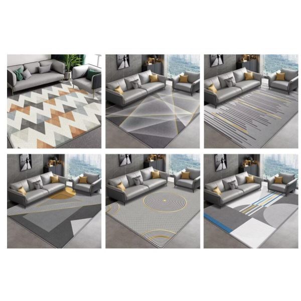 Rectangle Polyester Fiber Living Room Floor Carpet Stripping Special Style