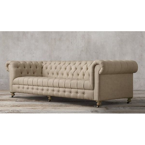 Occasional french vintage long back wing sofa event old-fashioned sofa furniture upholstered button sofa