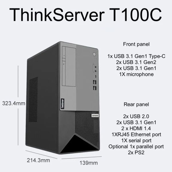 ThinkServer T100C Tower Server with Powerful 180W/300W/500W Supply