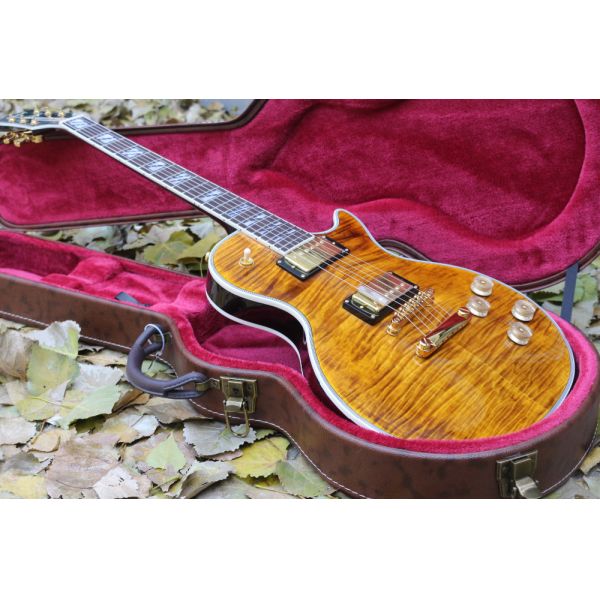 2017 supreme custom LP Electric Guitar double Tiger Flame Maple top golden hardware EMS free shipping