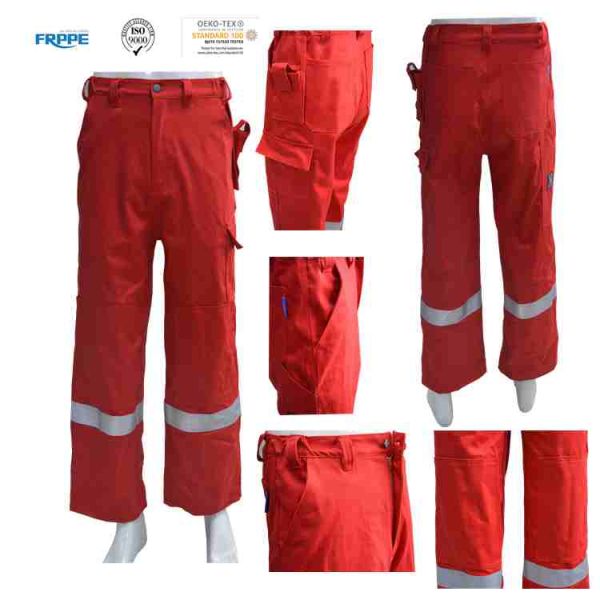 EN11611 310gsm Fire Resistant Pants FR Cotton Pants With Reflective Tapes